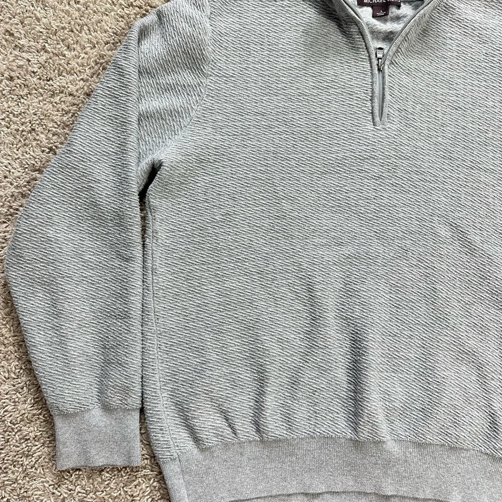 #2520  Michael Kors Sz L Heather Gray Sweater 1/4 Zipper 100% Cotton